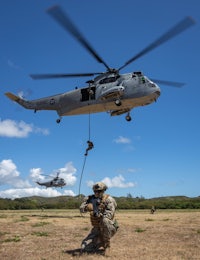 a helicopter in the sky